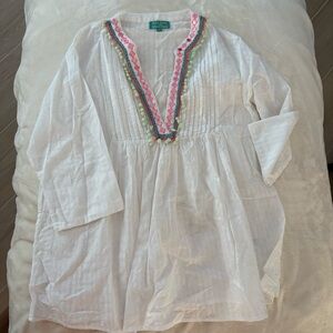 Antica Sartoria White Tunic with Colorful Trim